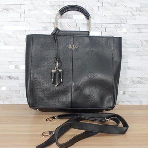 GUESS Bag Women Leather Crossbody Sling Black Satchel Purse Kaylyn Logo Designer